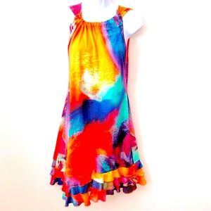 Madison Leigh, Colorful Sleeveless Ruffled Hem Dress